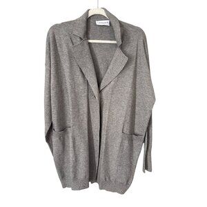 First Love Cardigan Sweater Size Small Collared Long Sleeve Heather Gray Staple